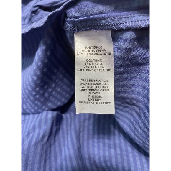 Market & Spruce top girls size L (12-14) blue stripes smocked puff sleeve NEW - Picture 5 of 6